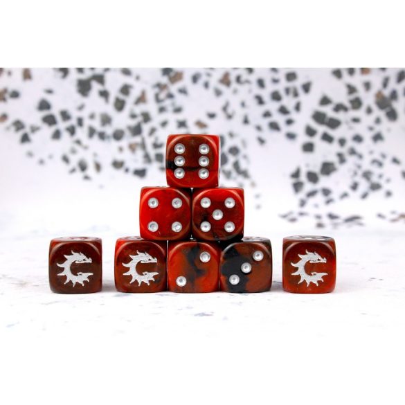 Conquest Logo on Red and Black Dice "First Blood"