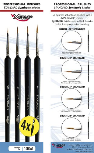 Mirage Hobby Brush - Optimal Set Of Standard [4 X Synthetic Brush: 00; 0; 1; 2] - 100063