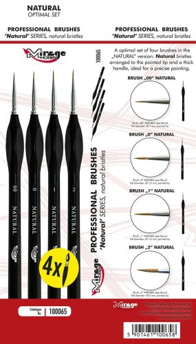 Mirage Hobby Brush - Optimal Set Of Natural [4 X Natural Brush: 00; 0; 1; 2] - 100065