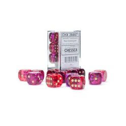   Gemini 16mm d6 Translucent Red-Violet/gold Dice Block (12 dice)