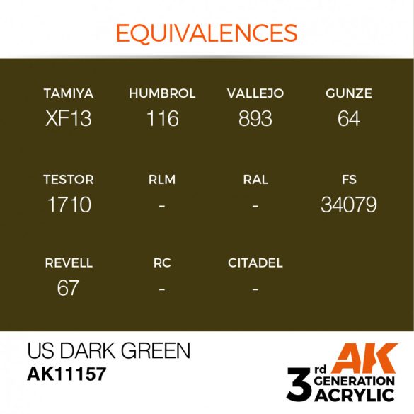 US Dark Green 17ml - AK11157 - Acrylic