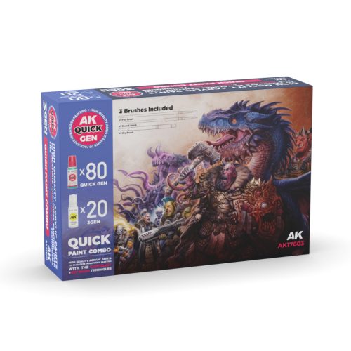 AK17603 - QUICK PAINT COMBO SET 100 COLORS (80 QUICK GEN+20 ACRYLIC 3GEN+3 BRUSHES)