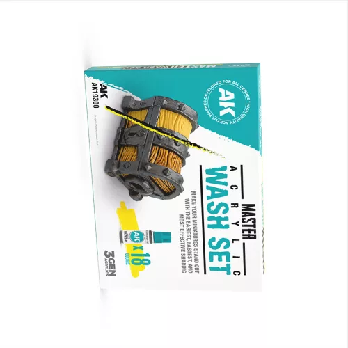 AK19300 - MASTER ACRYLIC WASH SET – FULL RANGE (18 COLORS)