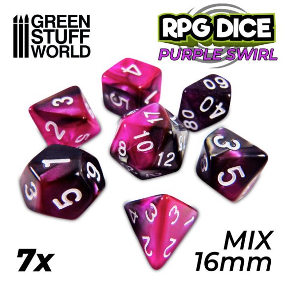 Dice MIX 16mm Color SILVER/PURPLE Marble