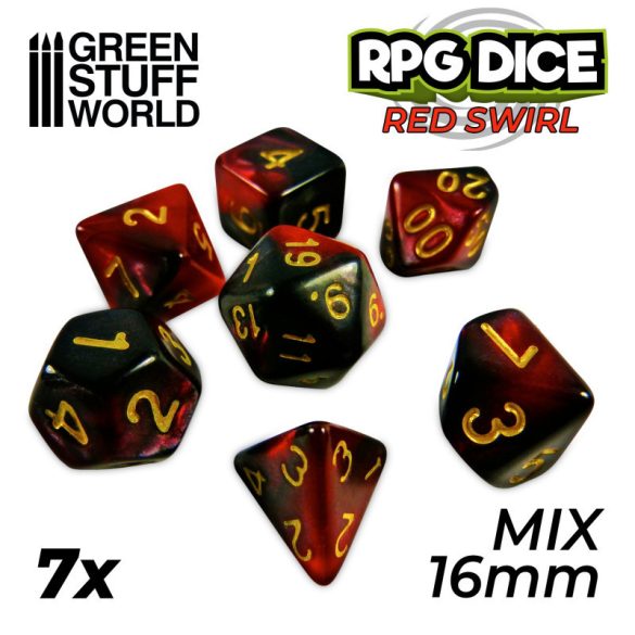 Dice MIX 16mm Color RED/BLACK Marble