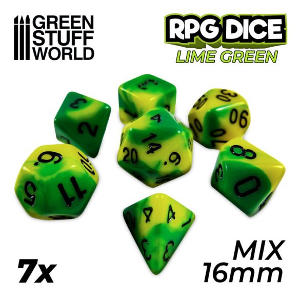 Dice MIX 16mm Color LIGHT GREEN Marble