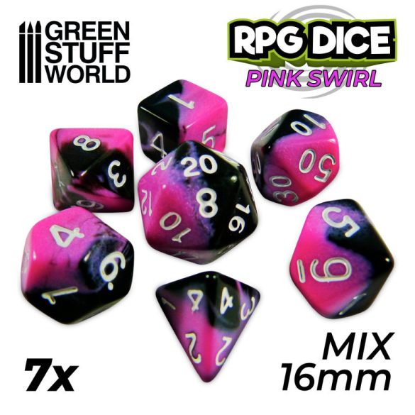 Dice MIX 16mm Color PINK/BLACK Marble