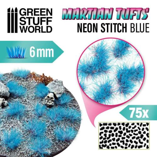 Martian Tufts 6mm - NEON STITCH BLUE