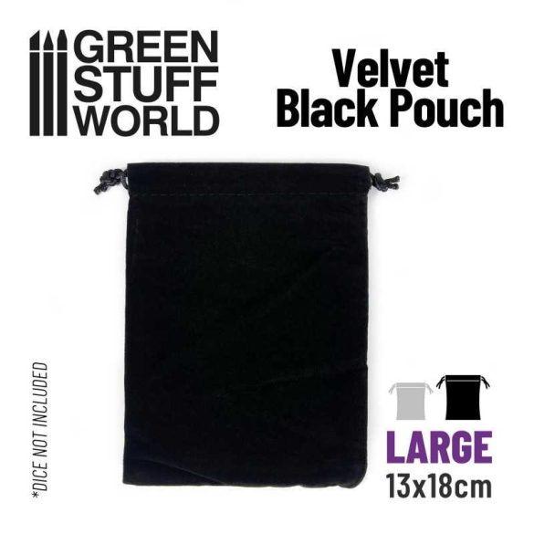 Large Velvet Black Pouch 13x18cm