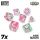 7x Mix 16mm Dice - Clear Pink