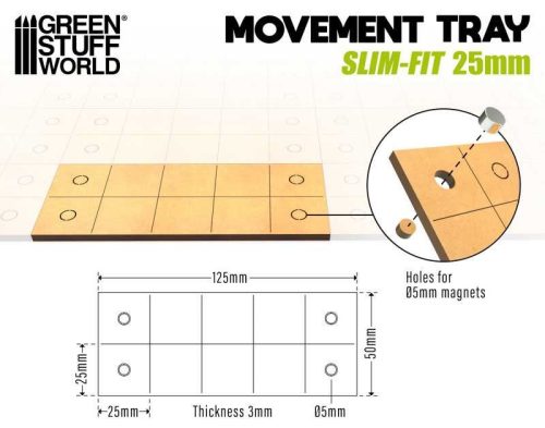 MDF Movement Tray - Slimfit Square 125x50mm