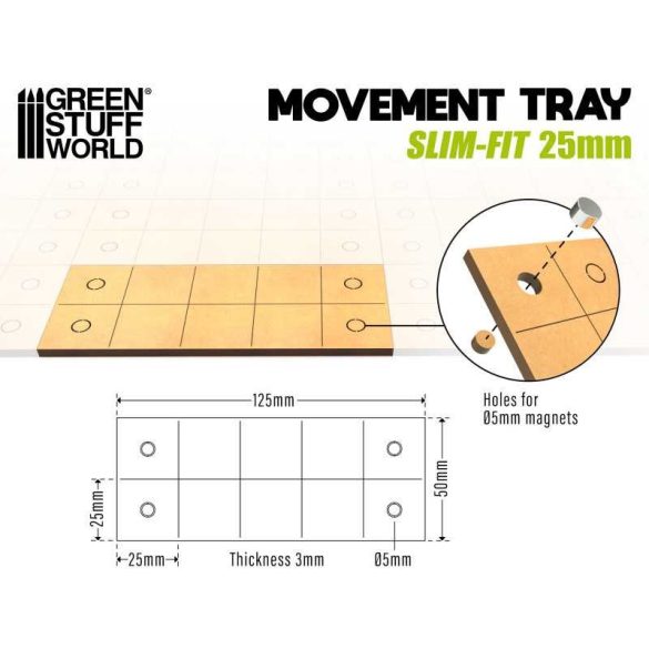 MDF Movement Tray - Slimfit Square 125x50mm