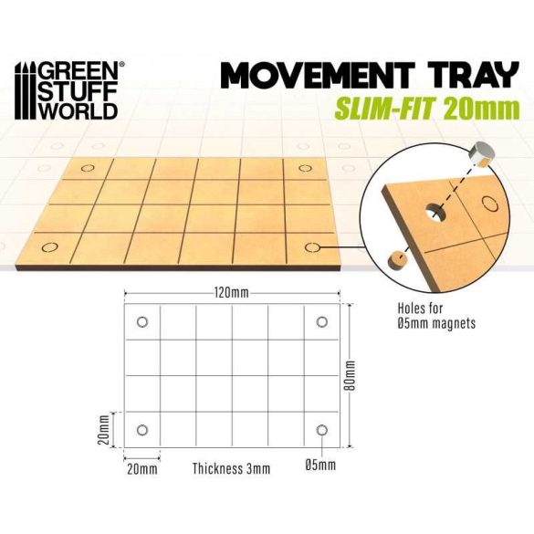 MDF Movement Tray - Slimfit Square 120x80mm