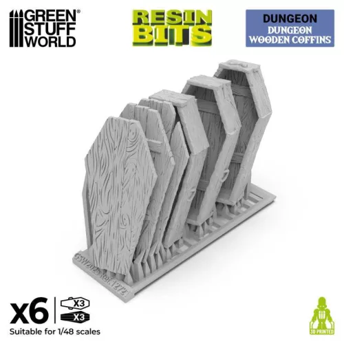 3D Printed - Dungeons & Fantasy - Dungeon Wooden Coffins 1:48