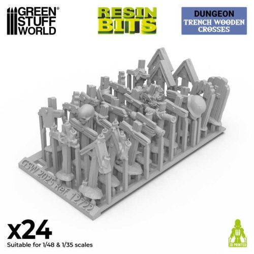 3D Printed - Dungeons & Fantasy - Trench Wooden Crosses 1:48-1:35