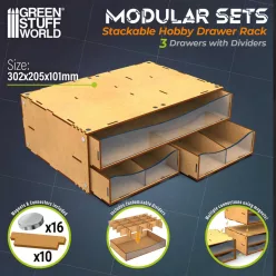   Stackable Hobby Drawer Rack with 3 horizontal drawers and dividers