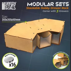 Stackable hobby corner drawer rack with 3 drawers