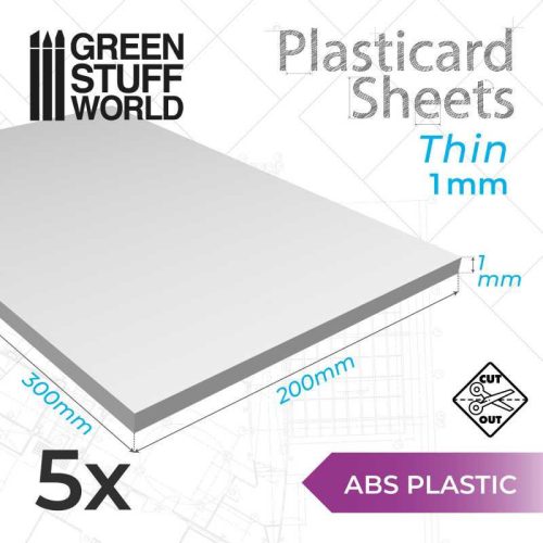 ABS Plasticard A4 - 1 mm COMBOx5 sheets