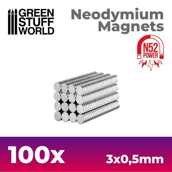 Neodymium Magnets 3x0'5mm - 100 units (N52)