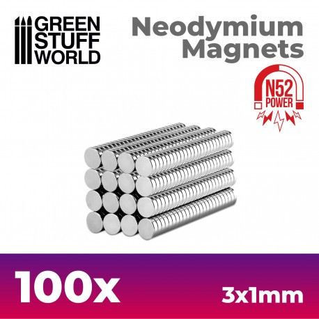 Neodymium Magnets 3x1mm - 100 units (N52)