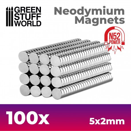 Neodymium Magnets 5x2mm - 100 units (N52)