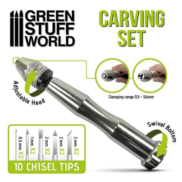Carving Tool set with 10 Chisel tips