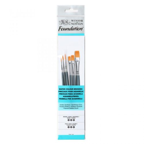 Winsor&Newton Foundation Synthetic Brushes Watercolour Short Handle 6 PACK