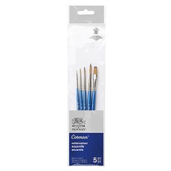   Winsor&Newton Cotman Watercolour 5 Brush Set Short Handle (N 00,2,4,6, One-Stroke 6mm)