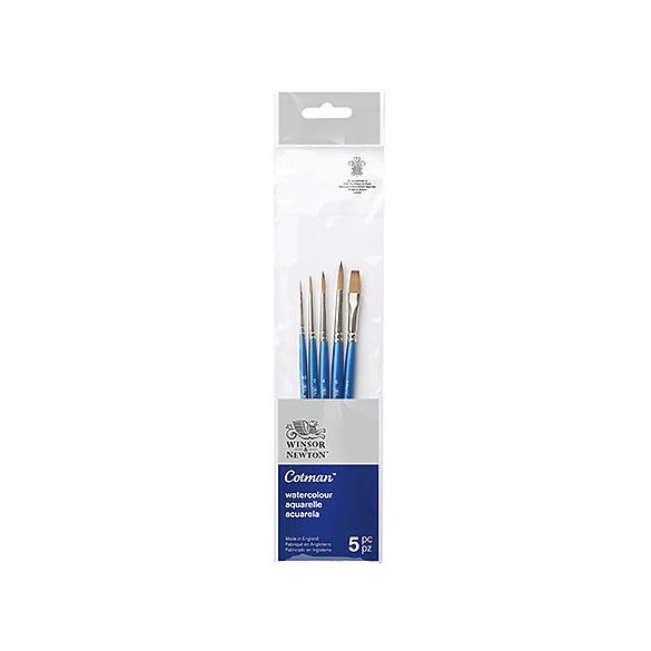 Winsor&Newton Cotman Watercolour 5 Brush Set Short Handle (N 00,2,4,6, One-Stroke 6mm)